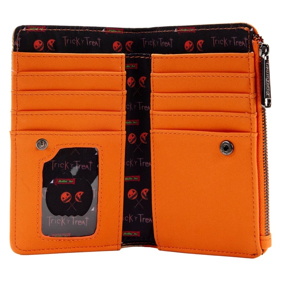 Loungefly Trick 'R Treat- Sam Cosplay Button Snap Wallet Orange/Tan 6"W x 4"H - Picture 8 of 9